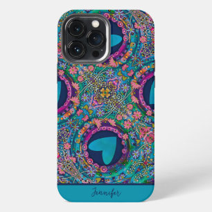 Cute Heart Flowers Girly Fun Custom Pattern iPhone 13 Pro Max Case