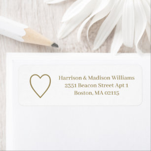 Cute heart gold white custom Return Address Label