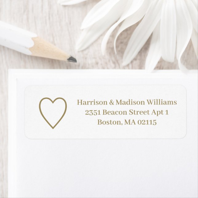 Cute heart gold white custom Return Address Label (Insitu)