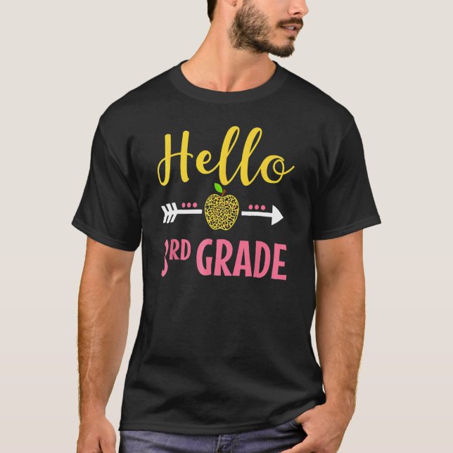 Cute Heart Hello 3rd Grade First Day Back To Schoo T-Shirt (Front)