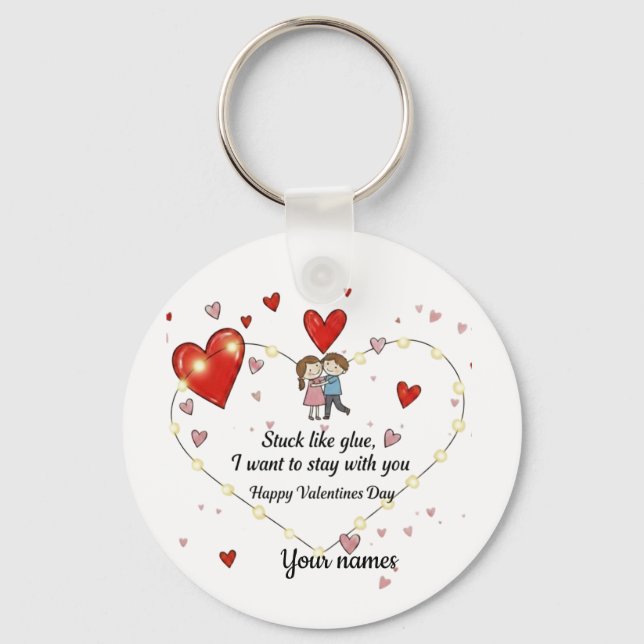 Cute heart illusration keychain (Front)