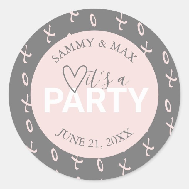 Cute Heart It's A Party Sticker (Front)