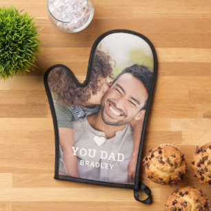 Cute HEART LOVE YOU DAD Photo Father's Day Oven Mitt