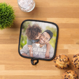Cute HEART LOVE YOU DAD Photo Father's Day Pot Holder