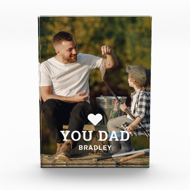 Cute HEART LOVE YOU DAD Photo Names Block (Front)