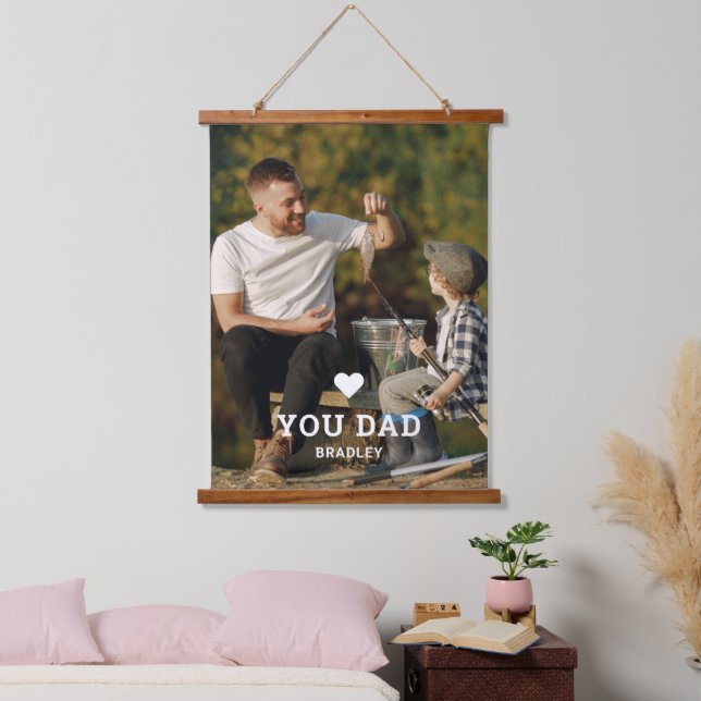 Cute HEART LOVE YOU DAD Photo Names Hanging Tapestry (Bedroom)