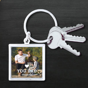 Cute HEART LOVE YOU DAD Photo Names Keychain
