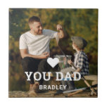 Cute HEART LOVE YOU DAD Photo Names Tile<br><div class="desc">Cute HEART LOVE YOU DAD Photo Names Decorative Tiles features your favourite photo with the text "(love heart) you Dad" in modern white script with your names below. Personalize by editing the text in the text box provided and adding your own picture. Perfect for Christmas, birthday and Father's Day gifts....</div>