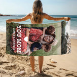 Cute HEART LOVE YOU MOM Mother's Day Photo Beach Towel<br><div class="desc">Cute Heart Love You Mom Mother's Day Photo Beach Towel features your favourite photo with the text "(love heart) you Mom" in modern white script with your names below. Personalize by editing the text in the text box provided and adding your own picture. Designed by ©Evco Studio www.zazzle.com/store/evcostudio</div>