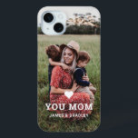 Cute HEART LOVE YOU MOM Mother's Day Photo iPhone 15 Mini Case<br><div class="desc">Cute Heart Love You Mom Mother's Day Photo iPhone 15 Plus Phone Cases features your favourite photo with the text "(love heart) you Mom" in modern white script with your names below. Perfect for Mom for birthday,  Christmas,  Mother's Day and holidays. Designed by ©2022 Evco Studio www.zazzle.com/store/evcostudio</div>