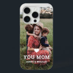 Cute HEART LOVE YOU MOM Mother's Day Photo iPhone 15 Pro Case<br><div class="desc">Cute Heart Love You Mom Mother's Day Photo iPhone 15 Pro Phone Cases features your favourite photo with the text "(love heart) you Mom" in modern white script with your names below. Perfect for Mom for birthday,  Christmas,  Mother's Day and holidays. Designed by ©2022 Evco Studio www.zazzle.com/store/evcostudio</div>