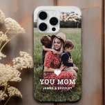 Cute HEART LOVE YOU MOM Mother's Day Photo Case-Mate iPhone 14 Pro Case<br><div class="desc">Cute Heart Love You Mom Mother's Day Photo iPhone Case features your favourite photo with the text "(love heart) you Mom" in modern white script with your names below. Personalize by editing the text in the text box provided and adding your own picture. Designed by ©2022 Evco Studio www.zazzle.com/store/evcostudio</div>