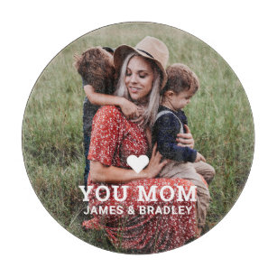 Cute Heart Love You Mom Mother's Day Photo Cutting Board