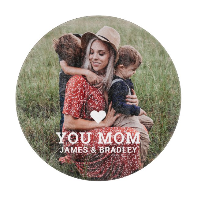 Cute Heart Love You Mom Mother's Day Photo Cutting Board (Front)