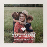 Cute HEART LOVE YOU MOM Mother's Day Photo Jigsaw Puzzle<br><div class="desc">Cute Heart Love You Mom Mother's Day Photo Puzzle features your favourite photo with the text "(love heart) you Mom" in modern white script with your names below. Personalize by editing the text in the text box provided and adding your own picture. Designed by ©Evco Studio www.zazzle.com/store/evcostudio</div>