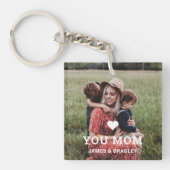 Cute HEART LOVE YOU MOM Mother's Day Photo Keychain (Front)