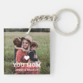 Cute HEART LOVE YOU MOM Mother's Day Photo Keychain (Back)