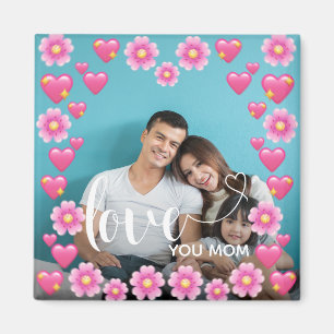 Cute HEART LOVE YOU MOM Mother's Day Photo  Magnet