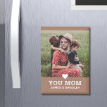 Cute Heart Love You Mom Mother's Day Photo Magnet<br><div class="desc">Cute Heart Love You Mom Mother's Day Photo Magnet features your favourite photo with the text "(love heart) you Mom" in modern script with your names below on a mocha mousse background. Personalize by editing the text in the text box provided and adding your own picture. Makes the perfect personalized...</div>