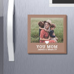 Cute Heart Love You Mom Mother's Day Photo Magnet<br><div class="desc">Cute Heart Love You Mom Mother's Day Photo Magnet features your favourite photo with the text "(love heart) you Mom" in modern white script with your names below on a mocha mousse background. Personalize by editing the text in the text box provided and adding your own picture. Makes the perfect...</div>