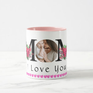 Cute HEART LOVE YOU MOM Mother's Day Photo Mug
