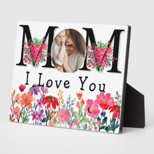 Cute HEART LOVE YOU MOM Mother's Day Photo Plaque