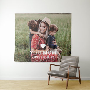 Cute Heart Love You Mom Mother's Day Photo Tapestry