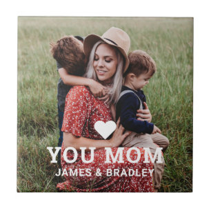 Cute Heart Love You Mom Mother's Day Photo Tile