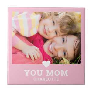 Cute Heart Love You Mom Mother's Day Photo Tile