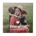 Cute HEART LOVE YOU MOM Mother's Day Photo Tile<br><div class="desc">Cute Heart Love You Mom Mother's Day Photo Decorative Tiles features your favourite photo with the text "(love heart) you Mom" in modern white script with your names below. Personalize by editing the text in the text box provided and adding your own picture. Designed by ©2022 Evco Studio www.zazzle.com/store/evcostudio</div>