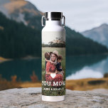 Cute Heart Love You Mom Mother's Day Photo Water Bottle<br><div class="desc">Cute Heart Love You Mom Mother's Day Photo Water Bottle features your favourite photo with the text "(love heart) you Mom" in modern white script with your names below. Personalize by editing the text in the text box provided and adding your own picture. Makes the perfect personalized gift for mom...</div>