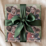 Cute Heart Love You Mom Mother's Day Photo Wrapping Paper<br><div class="desc">Cute Heart Love You Mom Mother's Day Photo Wrapping Paper features your favourite photo with the text "love you mom" in modern white script with a heart and your names below. Perfect gift for mom for Mother's Day,  Birthday,  Christmas,  holidays and more. Designed by ©2022 Evco Studio www.zazzle.com/store/evcostudio</div>
