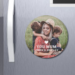 Cute HEART LOVE YOU MUM Mother's Day Magnet<br><div class="desc">Cute HEART LOVE YOU MUM Mother's Day Magnets features your favourite photo with the text "(love heart) you Mum" in modern white script with your names below. Personalize by editing the text in the text box provided and adding your own picture. Designed by ©2022 Evco Studio www.zazzle.com/store/evcostudio</div>