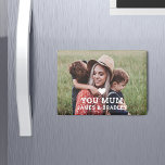 Cute HEART LOVE YOU MUM Mother's Day Magnet<br><div class="desc">Cute HEART LOVE YOU MUM Mother's Day Magnets features your favourite photo with the text "(love heart) you Mum" in modern white script with your names below. Personalize by editing the text in the text box provided and adding your own picture. Designed by ©2022 Evco Studio www.zazzle.com/store/evcostudio</div>