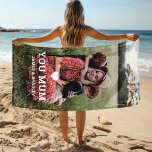 Cute HEART LOVE YOU MUM Mother's Day Photo Beach Towel<br><div class="desc">Cute Heart Love You Mum Mother's Day Photo Beach Towel features your favourite photo with the text "(love heart) you Mum" in modern white script with your names below. Personalize by editing the text in the text box provided and adding your own picture. Designed by ©2022 Evco Studio www.zazzle.com/store/evcostudio</div>