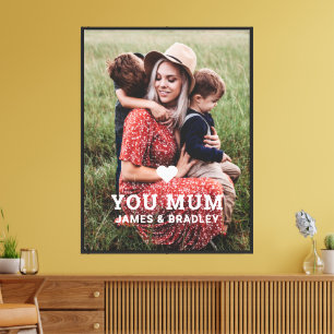 Cute HEART LOVE YOU MUM Mother's Day Photo Canvas Print