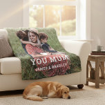 Cute HEART LOVE YOU MUM Mother's Day Photo Fleece Blanket<br><div class="desc">Cute Heart Love You Mum Mother's Day Photo Fleece Blanket features your favourite photo with the text "(love heart) you Mum" in modern white script with your names below. Personalize by editing the text in the text box provided and adding your own picture. Designed by ©2022 Evco Studio www.zazzle.com/store/evcostudio</div>