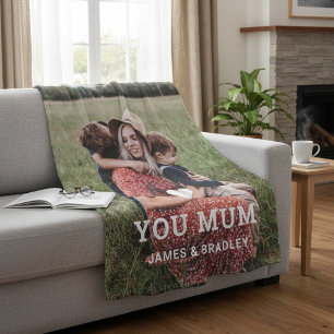 Cute HEART LOVE YOU MUM Mother's Day Photo Fleece Blanket