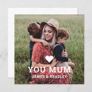 Cute HEART LOVE YOU MUM Mother's Day Photo Invitation