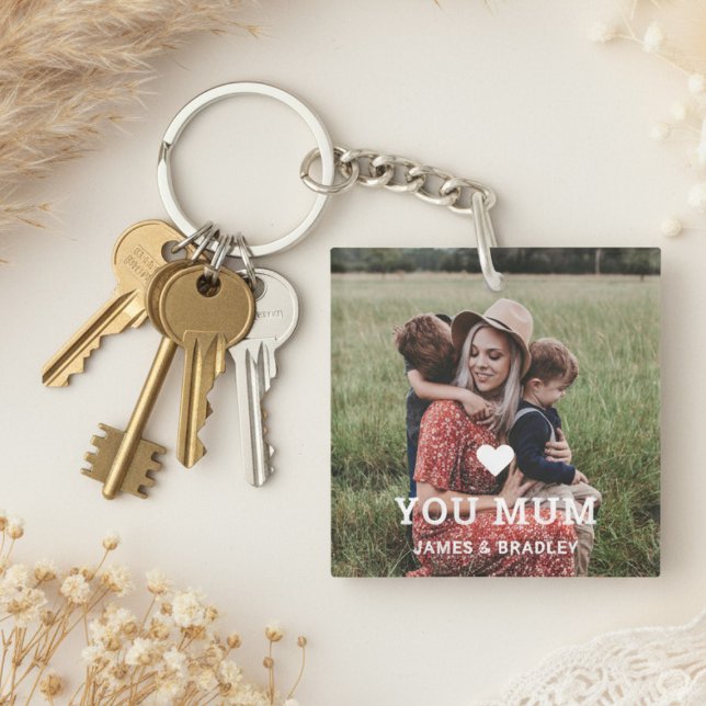 Cute HEART LOVE YOU MUM Mother's Day Photo Keychain (Creator Uploaded)