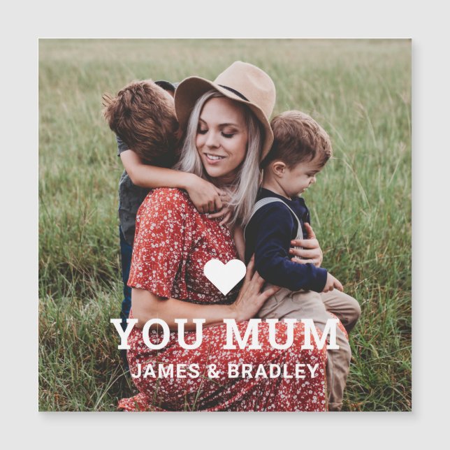 Cute HEART LOVE YOU MUM Mother's Day Photo Magnetic Invitation (Front)