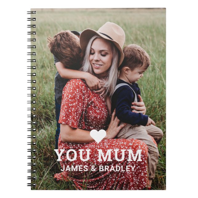 Cute Heart Love You Mum Mother's Day Photo Notebook (Front)
