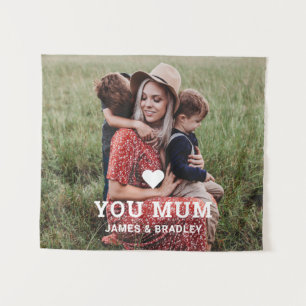 Cute Heart Love You Mum Mother's Day Photo Tapestry