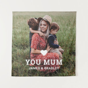 Cute Heart Love You Mum Mother's Day Photo Tapestry