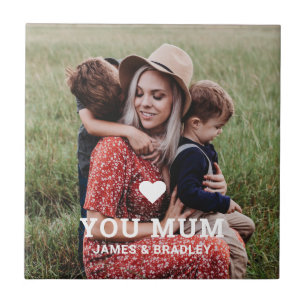 Cute HEART LOVE YOU MUM Mother's Day Photo Tile