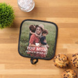Cute HEART LOVE YOU Mum Photo Mother's Day Pot Holder<br><div class="desc">Cute HEART LOVE YOU MUM Photo Names Mother's Day Pot Holder features your favourite photo with the text "(love heart) you Mum" in modern white script with your names below. Personalize by editing the text in the text box provided and adding your own picture. Perfect for Christmas, birthday and Mother's...</div>