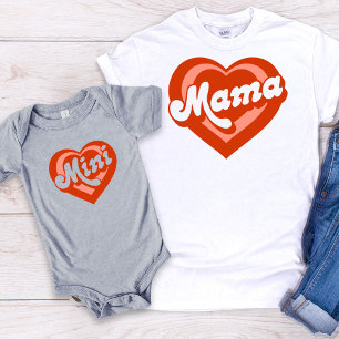 Cute Heart Mama Mini Mother Daughter Baby Bodysuit
