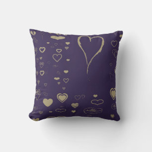 Cute Heart Modern Dark Purple Throw Pillow