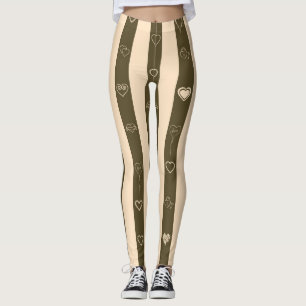 Cute Heart Modern Donkey Brown Stripe Leggings