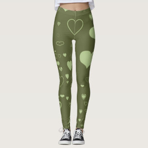Cute Heart Modern Green Leggings